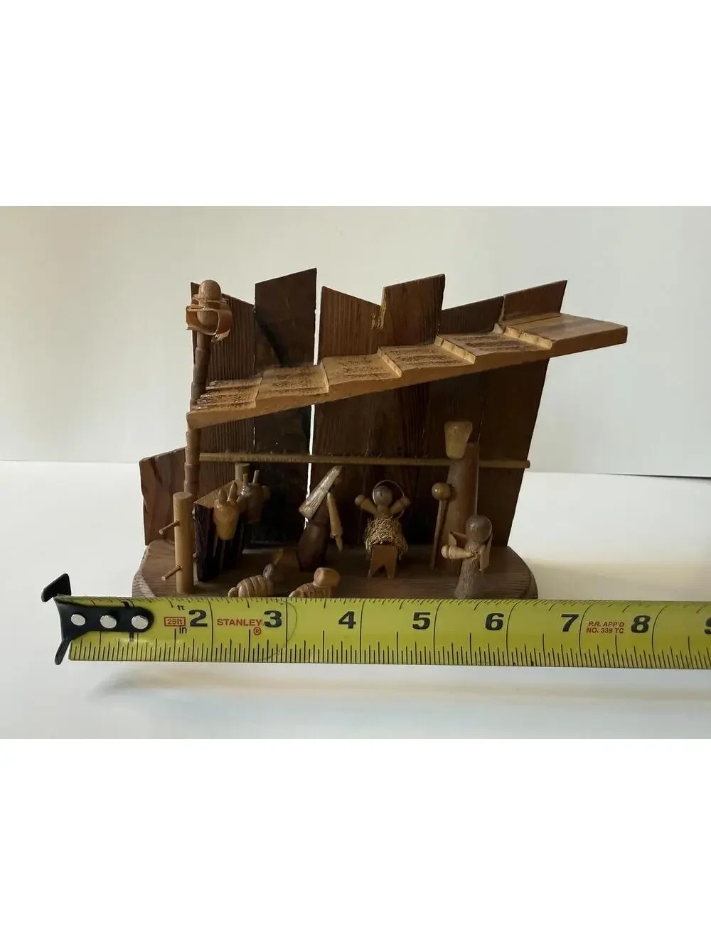 Vintage 1978 Handmade Folk Art Wooden Nativity Scene Christmas Creche Manger